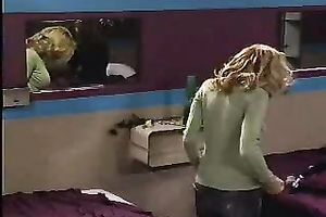 Voluptuous student sweetheart changes her garments in the dorm room on hidden livecam