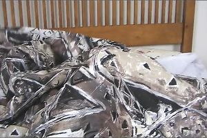 Blonde juicy overweight girl on the daybed widens her legs to show her wet crack