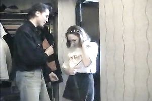 Amateur European legal age teenager lets her chap disrobe her in ottoman