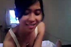 Spoiled Asian playgirl with merry wobblers gives me great blowjob in POV