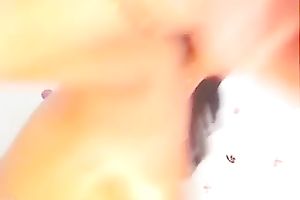 Happy smiling bright oiled dark brown playgirl with soaked butt was fingering her own arse