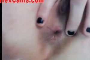 Hot legal age teenager with large tits stuffs all of her holes with her sex toys on cam