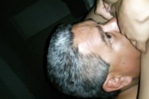 Chubby aged white lady with saggy unsightly large tits got her fur pie licked properly