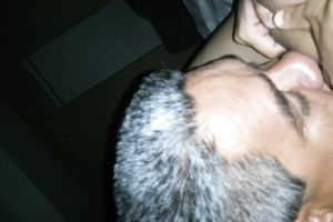 Chubby aged white lady with saggy unsightly large tits got her fur pie licked properly