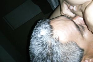 Chubby aged white lady with saggy unsightly large tits got her fur pie licked properly