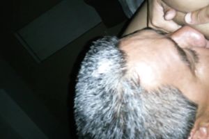 Chubby aged white lady with saggy unsightly large tits got her fur pie licked properly