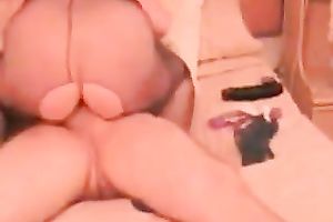 Big racked wife in fishnet hose is fond of topping my ally