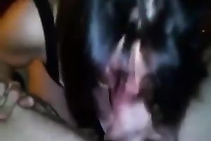 Tattooed buxom pale but super sexy brunette hair girlie was engulfing my wang