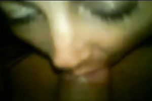 Mulatto Married slut takes rod unfathomable face hole and licks it well