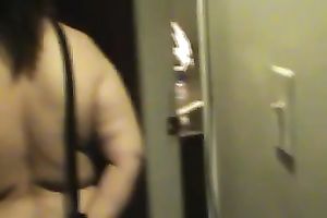 Handcuffed big beautiful woman girlfriend obediently positions on livecam in nylons