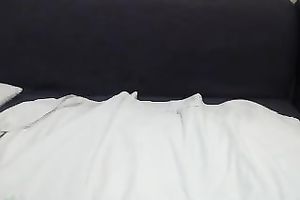 Delicious large woman pushing moist bawdy cleft with smooth sex toy