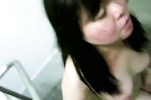 Amateur usual looking chunky faced Japanese hottie gives BJ