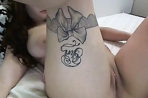 Wonderfully glamorous playgirl with large boobies is rubbing her muff for me