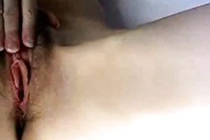 Hiary pinkish vagina of a white girlfriend filmed and fingered