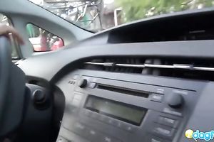 Fantastic black skin hawt hottie drives car and flashes her goodies