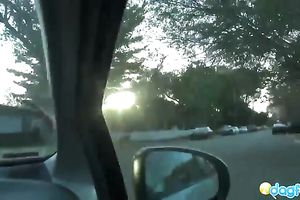 Fantastic black skin hawt hottie drives car and flashes her goodies