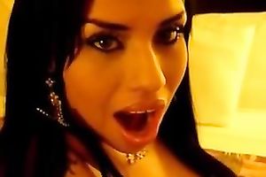 Delightful bronze skin girlfriend shows off her tongue