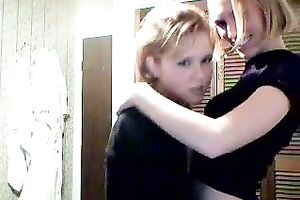 Two alike looking happily giggling angels kinda striptease for me on web camera