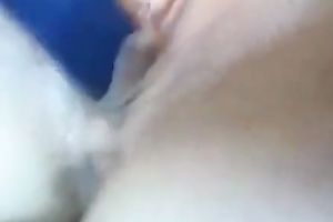 Brunette cutie toyes her bald muff to big O in web camera solo