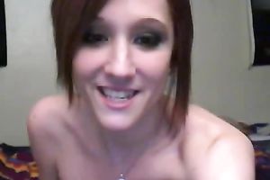 Funky pale skin ginger cam chick fingers her cunny all in nature's garb