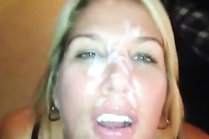Kinky short haired blond white bitch sucked my unyielding large cock
