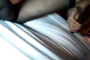 While I fuck my horny wifey's anal opening this babe bonks fur pie with fake penis