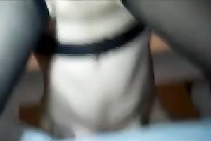 While I fuck my horny wifey's anal opening this babe bonks fur pie with fake penis