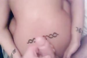 Amateur tattooed girlfriend was willing for engulf oral-sex in the washroom