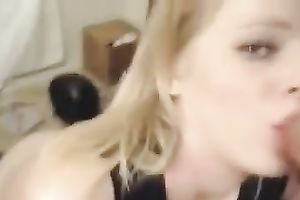 Hungry blond legal age teenager playgirl sucks a schlong on POV dilettante vid