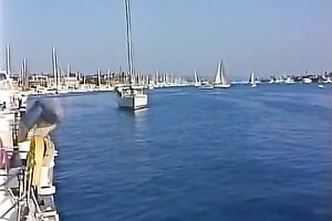 Lascivious brunette hair has irrumation sex with bawdy captain