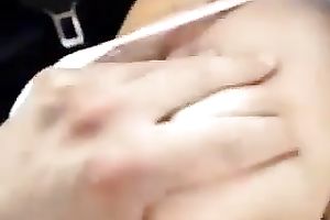 Sexy brunette hair gal sucks my hard dick in my car and licks me