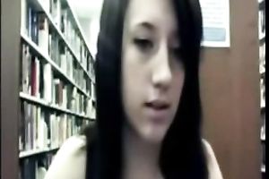 Hot amateur dark brown legal age teenager honey on cam in the library