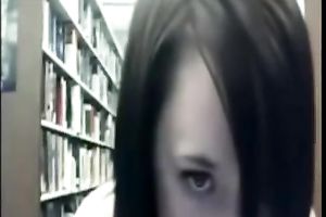 Hot amateur dark brown legal age teenager honey on cam in the library