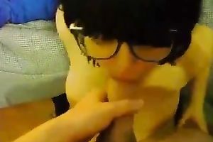 My perverted nerdy short haired legal age teenager just enjoys engulfing my lollicock