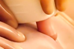 Insane solo scene with a white and extraordinary wench on the bed