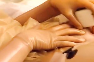 Insane solo scene with a white and extraordinary wench on the bed