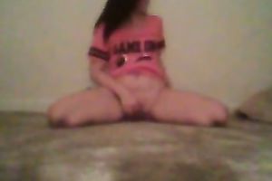 Spoiled legal age teenager gal posing and fingering her wet crack in non-professional clip