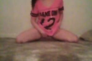 Spoiled legal age teenager gal posing and fingering her wet crack in non-professional clip