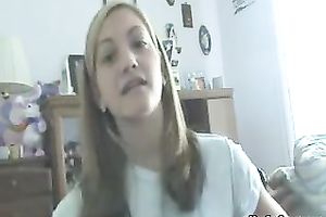 Dirty minded web camera legal age teenager flashes and squeezes her large boobs
