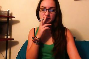 Bonerrific amateur white wife smokin' cigarette webcamming with me