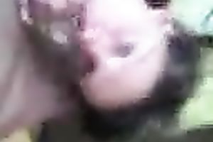 Black haired slender wife attacks my moist jock with her throat