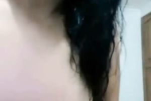 Sizzling hawt black skin Desi beauty masturbating on livecam