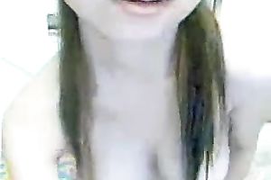 Playful Asian slutwife caressing her beautiful body sensually