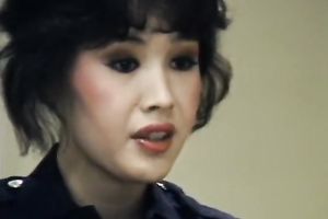 Unshapely asian wench masturbates for moustached cop