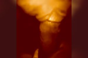 Hot large breasted dark BBW in mask sucked my friend's pecker nonstop