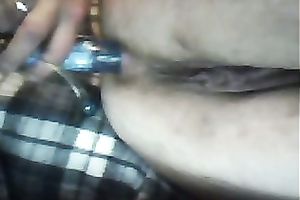 Horny floozy reams her constricted twat with her fresh metallic vibrator