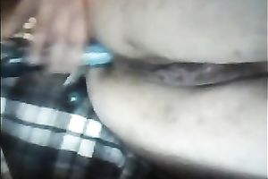 Horny floozy reams her constricted twat with her fresh metallic vibrator