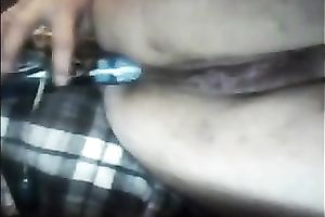 Horny floozy reams her constricted twat with her fresh metallic vibrator