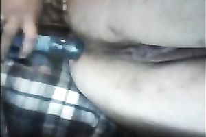 Horny floozy reams her constricted twat with her fresh metallic vibrator