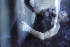 Masked pretty slim nympho got her love tunnel licked by my turned on buddy